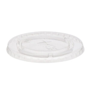 Pactiv Plastic PET Flat Lid w/ Straw Slot Series D Lid Fits 32 oz Pactiv Cup 975 / cs