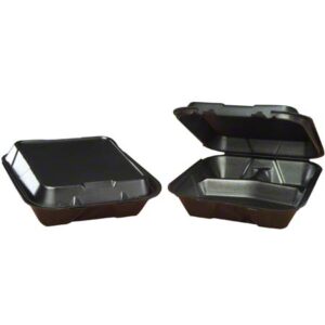 Genpak Large 3-Comp Hinged Container 9-3/16"x9-9/16"x2-21/32" Black Foam 2 / 100 cs