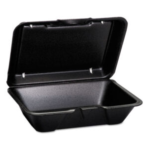Genpak Large 1 comp. Black hinged container 9-3/16"x6.5"x2.75" 2 / 100 cs